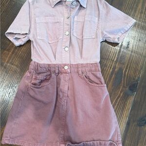Zara Pink Buttoned Casual Dress with Short Sleeves
